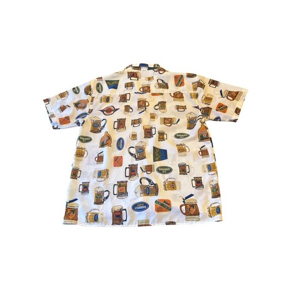 Vintage Ferruche Mens Beer Mug Print Shirt Large Short Sleeve Button-Up - Picture 5 of 5